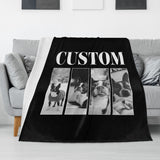 Custom Vintage Dog Name and Photos Flannel Blanket