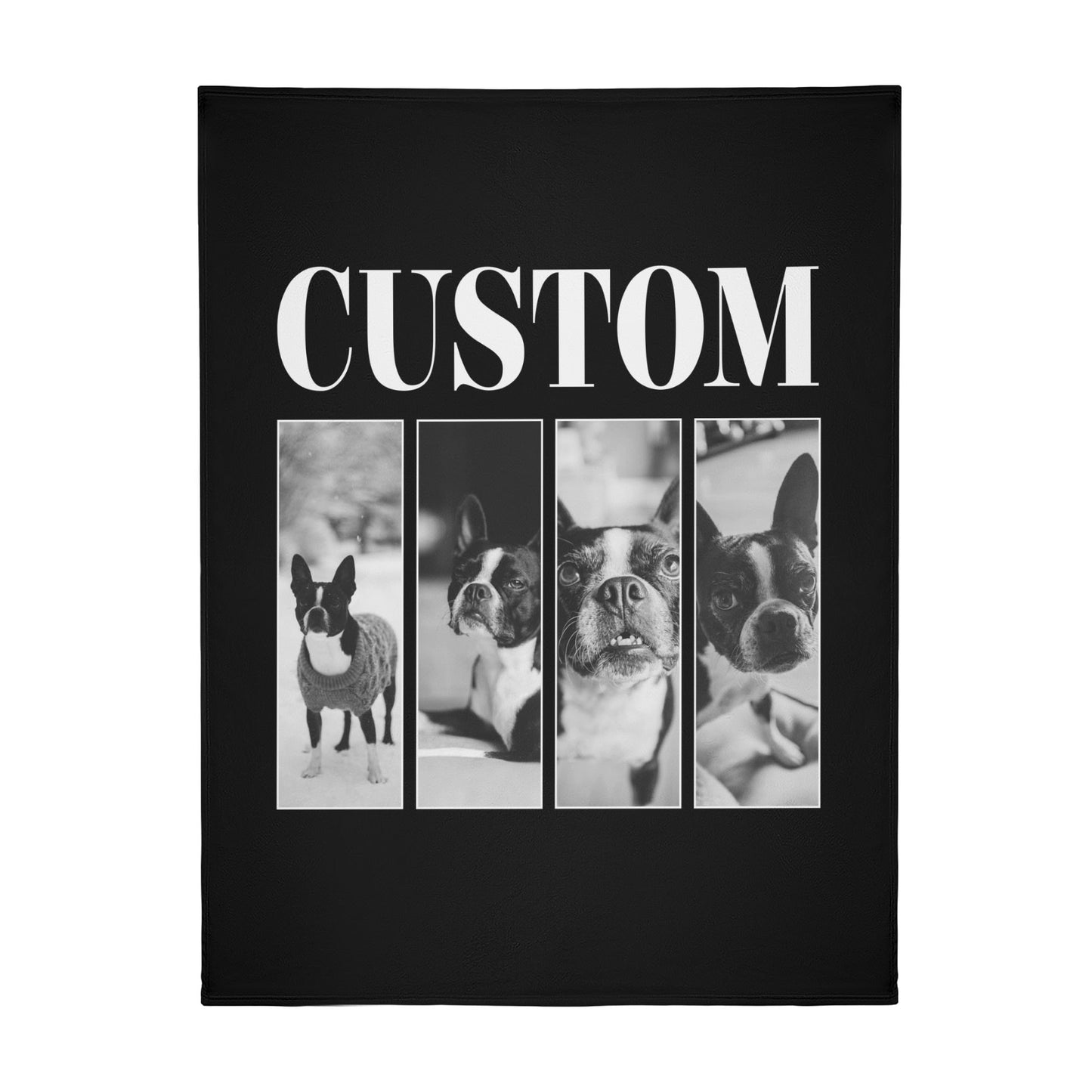 Custom Vintage Dog Name and Photos Flannel Blanket