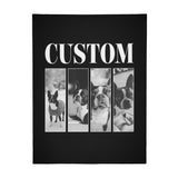 Custom Vintage Dog Name and Photos Flannel Blanket