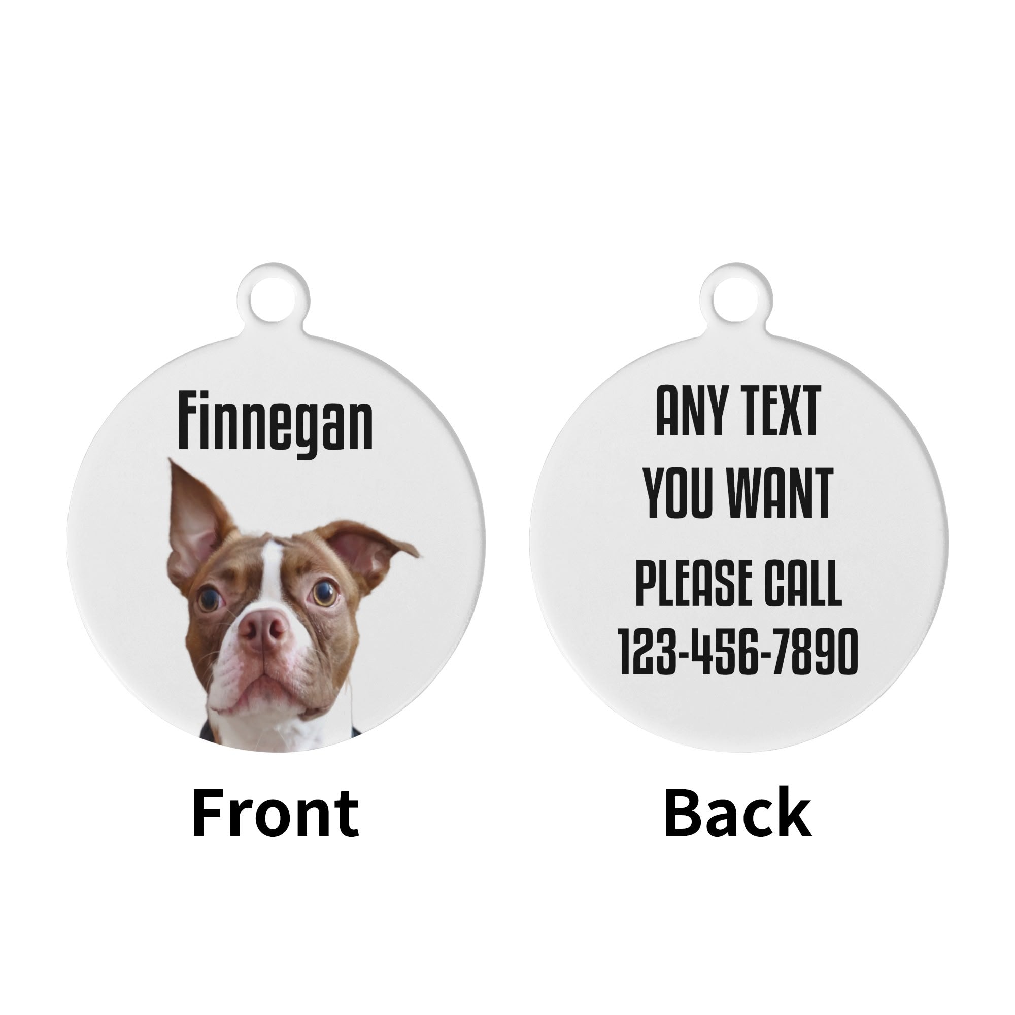 Custom Dog Face & Name Laser Metal Alloy Dog ID Tag