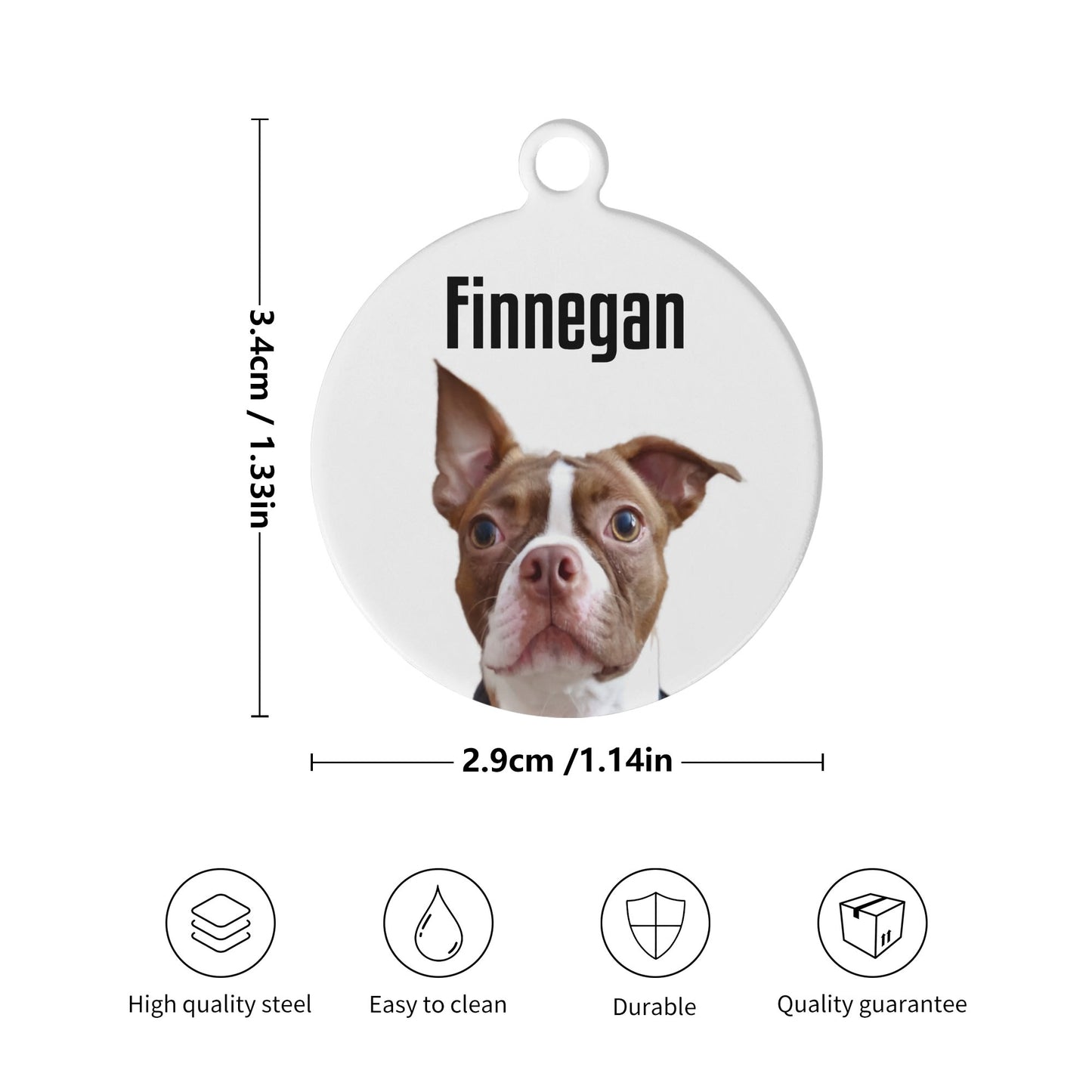 Custom Dog Face & Name Laser Metal Alloy Dog ID Tag