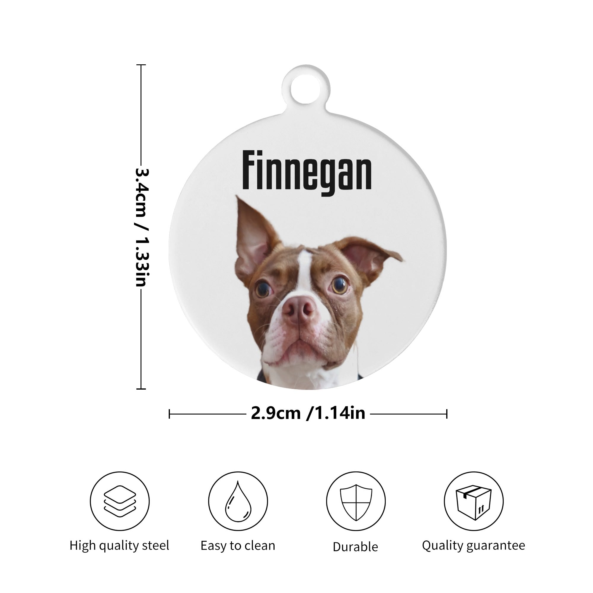 Custom Dog Face & Name Laser Metal Alloy Dog ID Tag