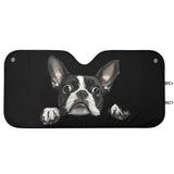 Peekaboo Boston Terrier Dog Car Sunshade - Black