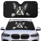 Peekaboo Boston Terrier Dog Car Sunshade - Black