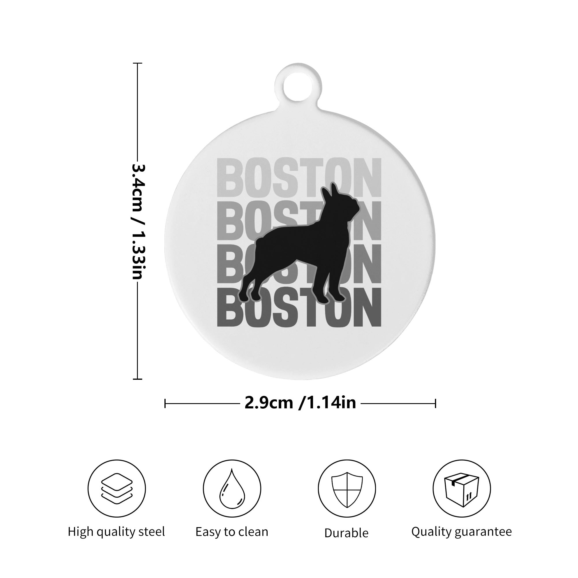 Boston X4 Laser Metal Alloy Dog ID Tag