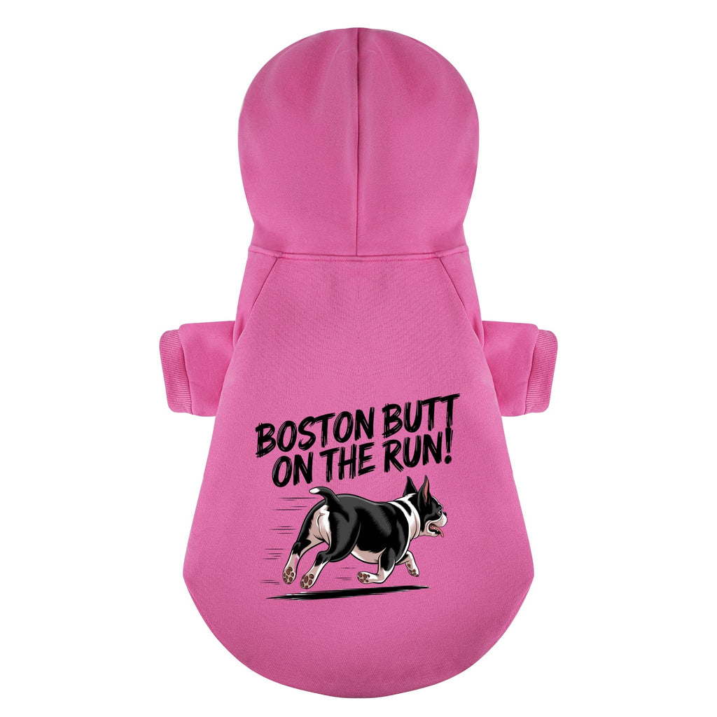 Boston Butt On The Run 100% Cotton Dog Fleece Hoodie