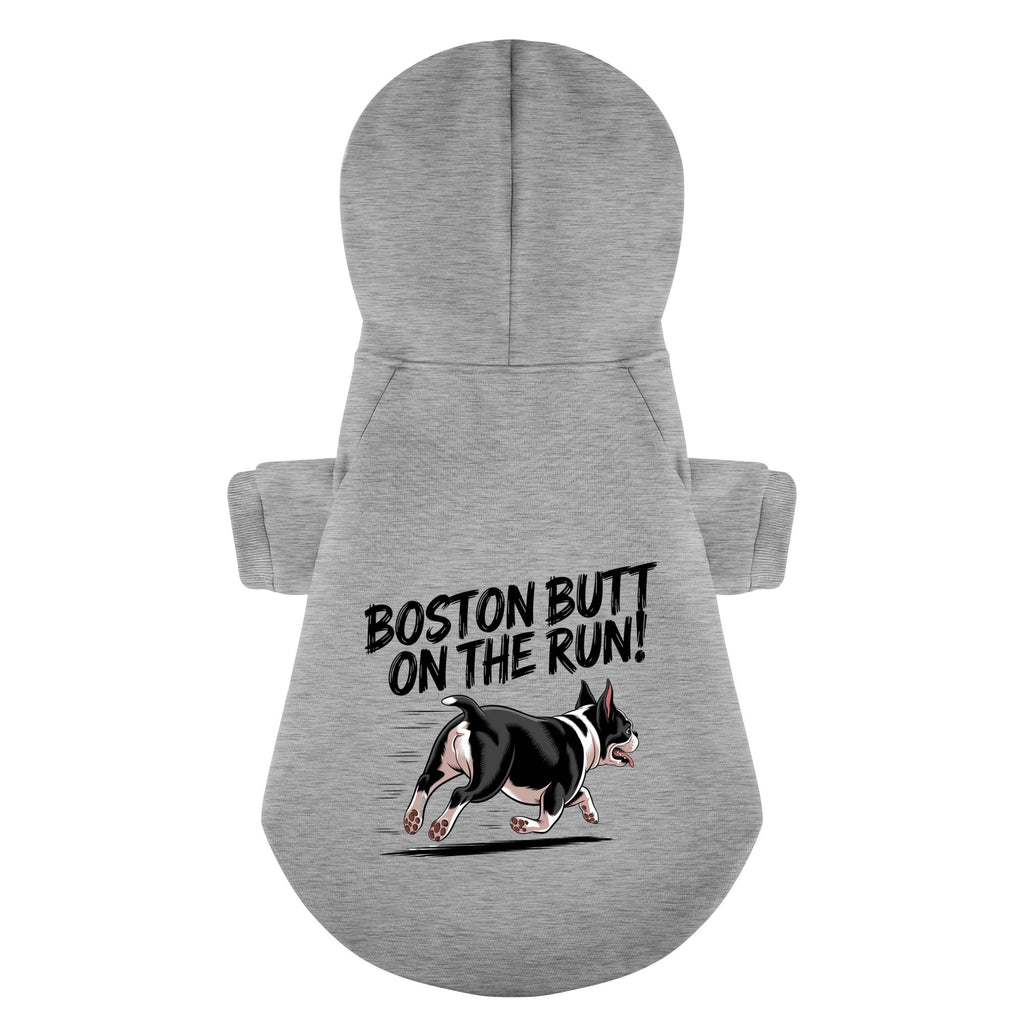 Boston Butt On The Run 100% Cotton Dog Fleece Hoodie