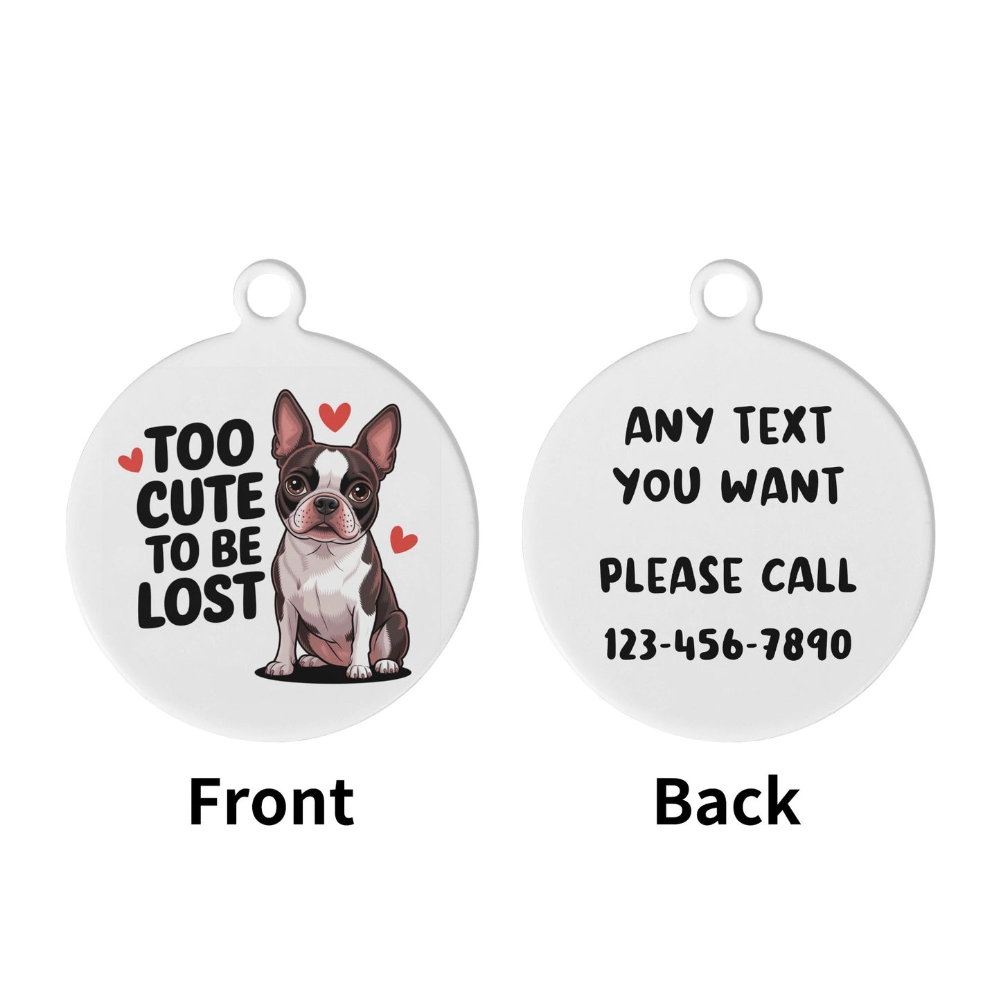Too Cute To Be Lost Laser Metal Alloy Dog ID Tag