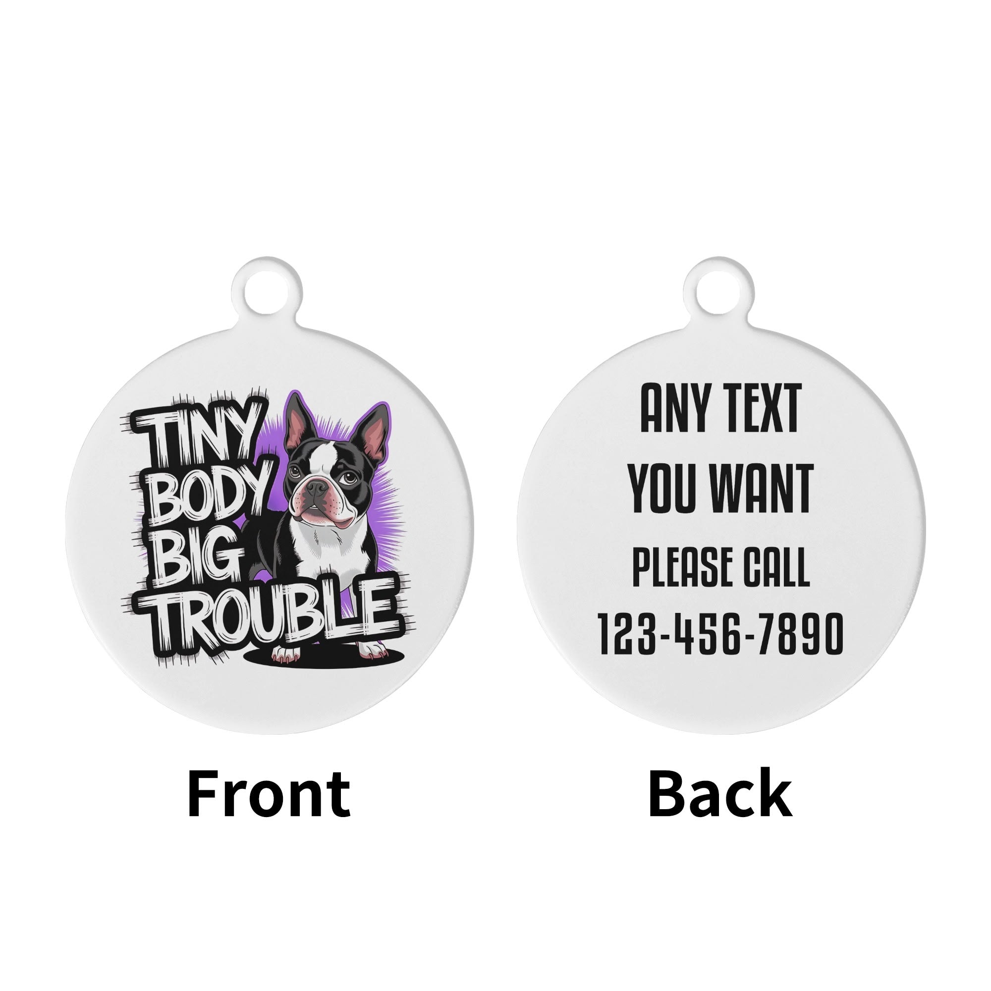 Tiny Body Big Trouble Laser Metal Alloy Dog ID Tag