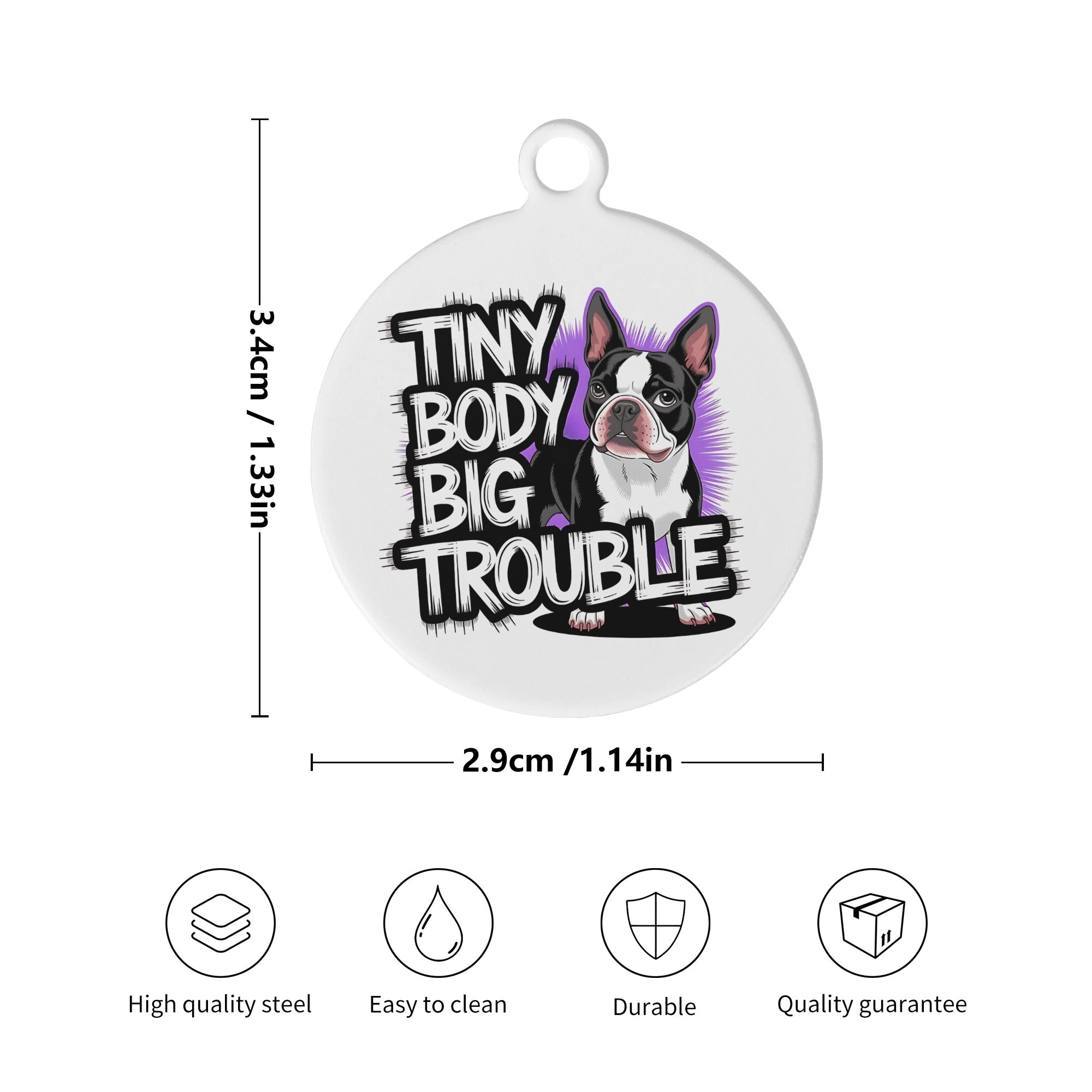 Tiny Body Big Trouble Laser Metal Alloy Dog ID Tag