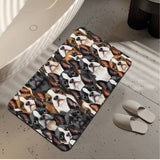 Boston Terrier Dogs Crowd Diatomaceous Bath Mat Fast Drying Foot Pad