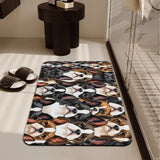 Boston Terrier Dogs Crowd Diatomaceous Bath Mat Fast Drying Foot Pad