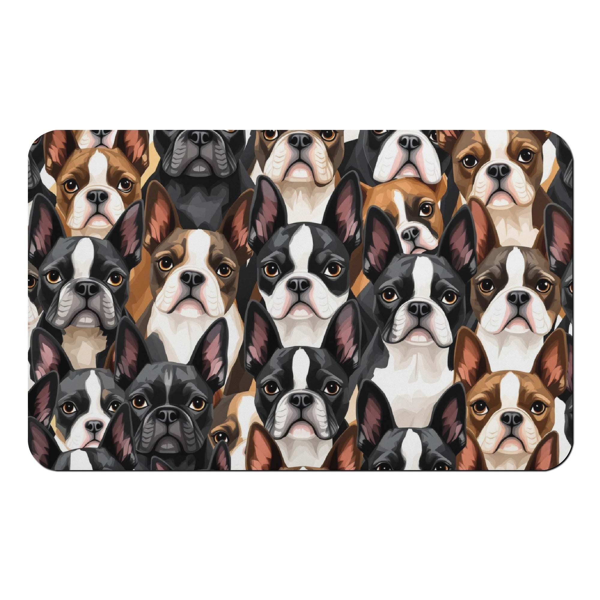 Boston Terrier Dogs Crowd Diatomaceous Bath Mat Fast Drying Foot Pad