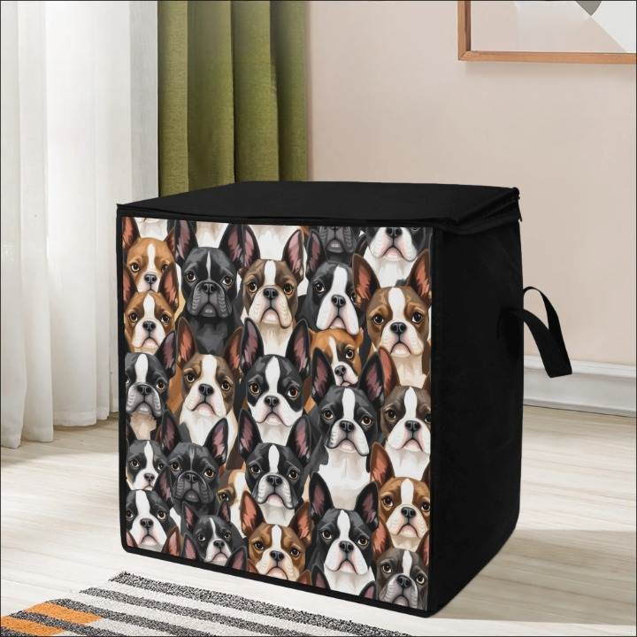 Boston Terrier Dogs Crowd Storage Box Bag
