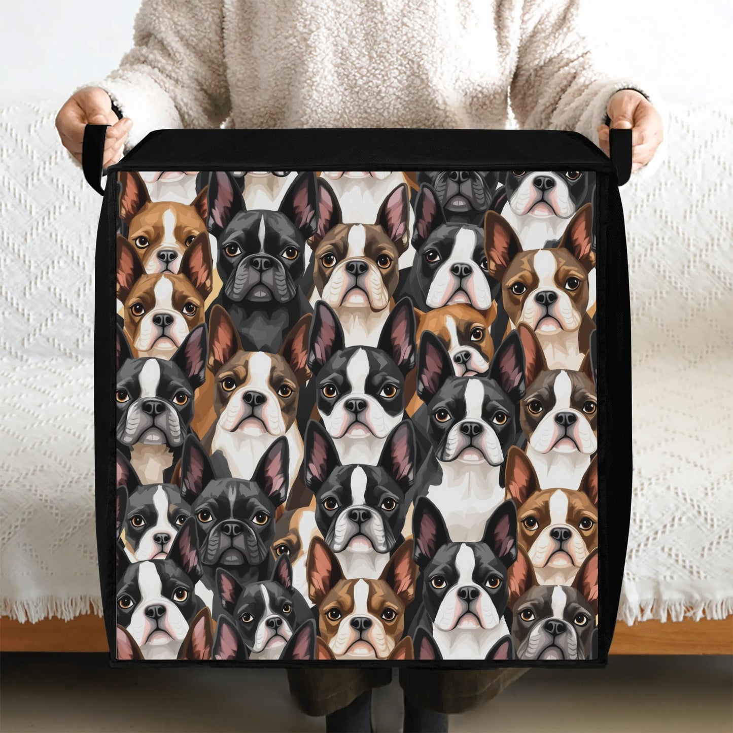 Boston Terrier Dogs Crowd Storage Box Bag