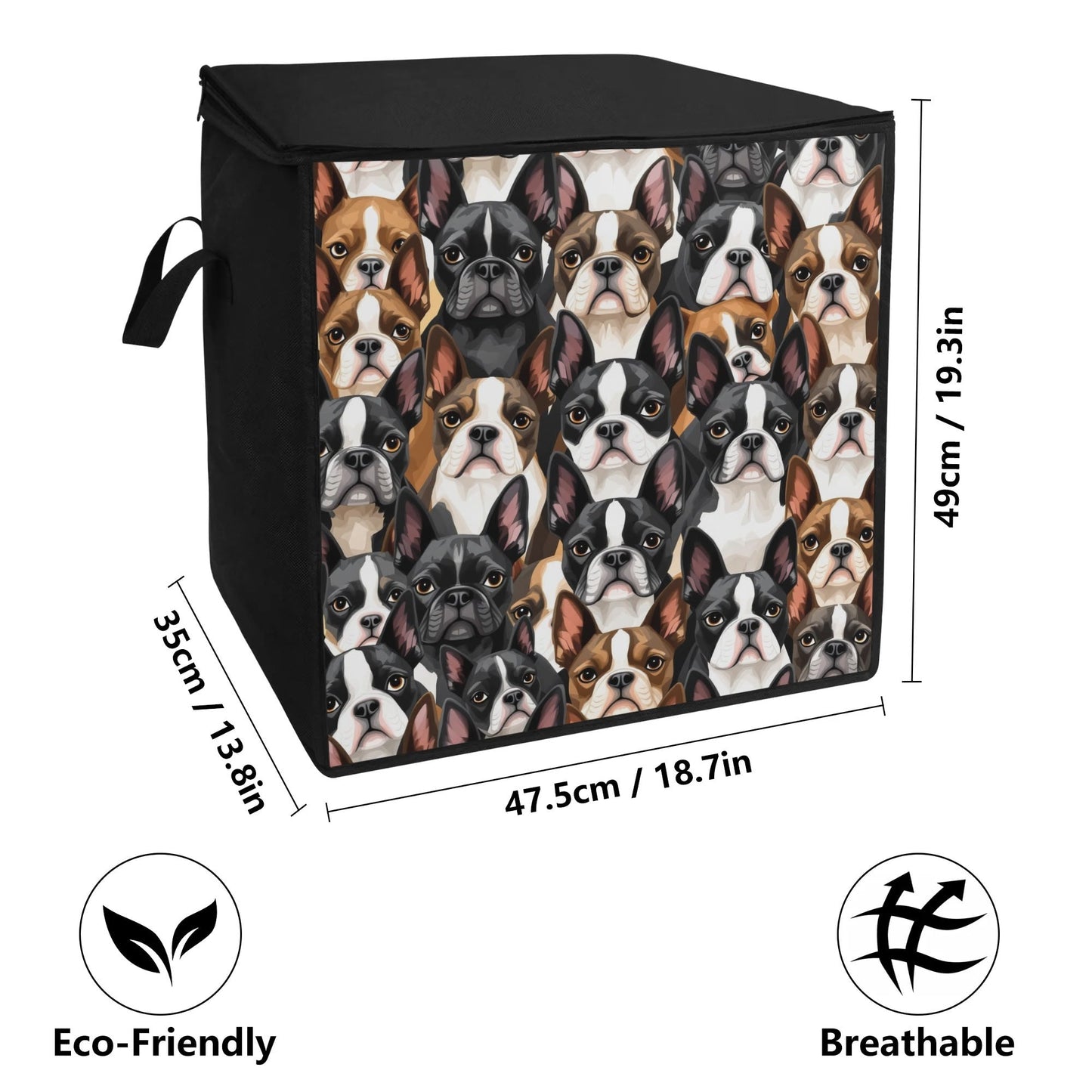 Boston Terrier Dogs Crowd Storage Box Bag
