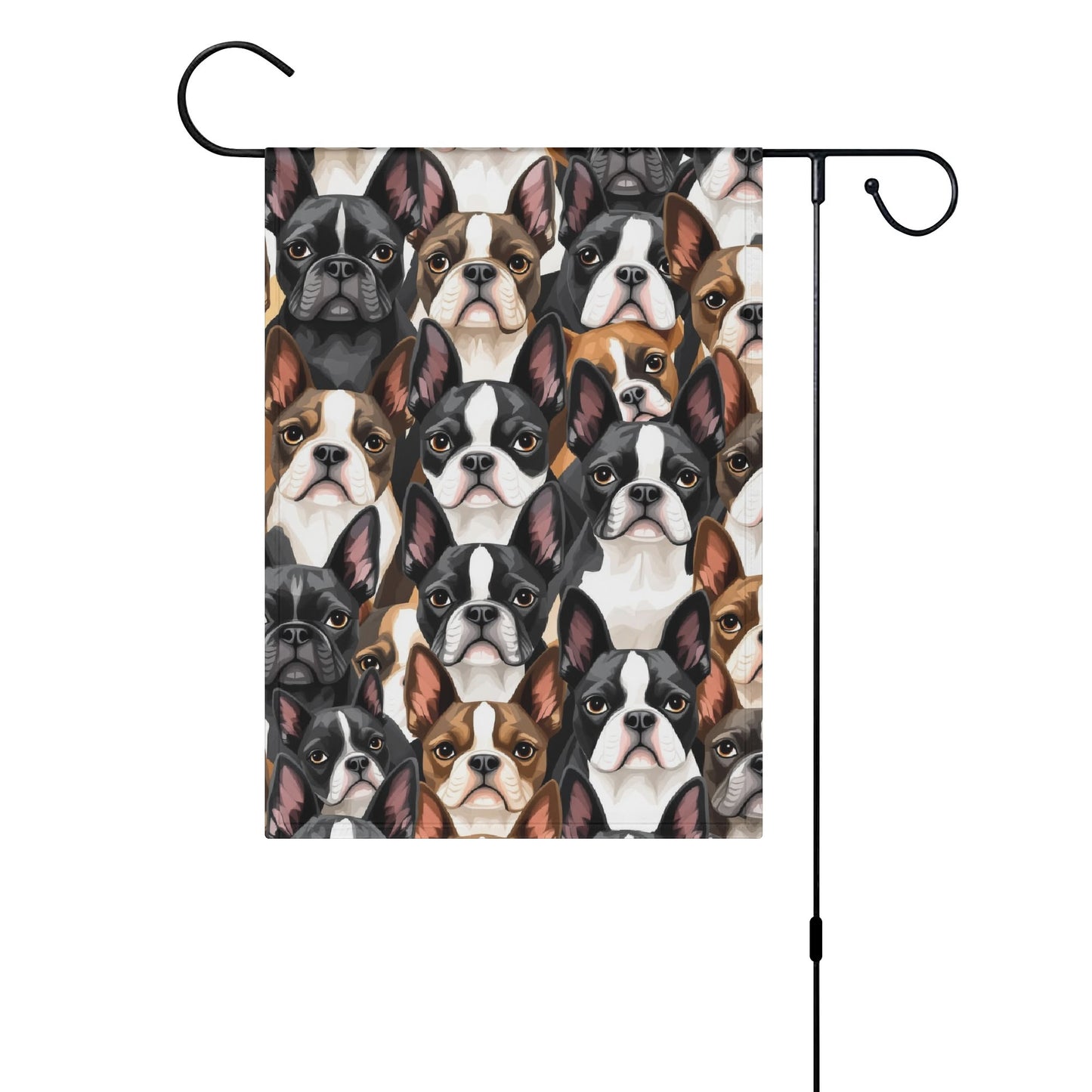 Boston Terrier Dogs Crowd Garden Flag Banner 12.5 x18 In