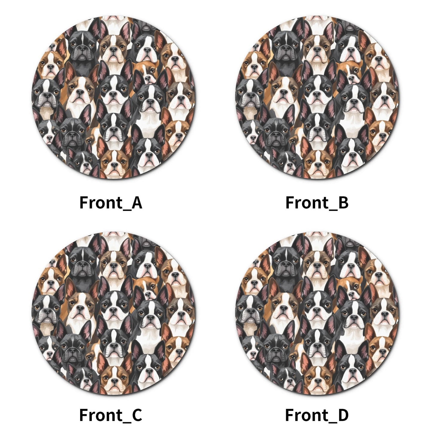 Boston Terrier Dogs Crowd Wood Coaster (4 Pcs)