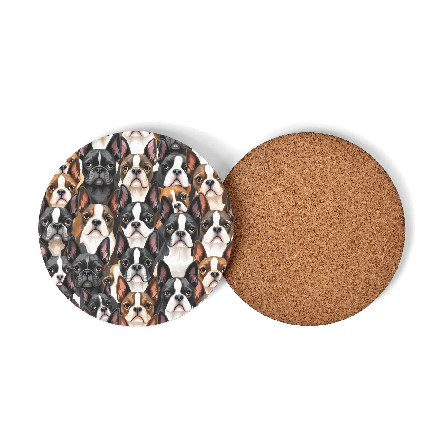 Boston Terrier Dogs Crowd Wood Coaster (4 Pcs)