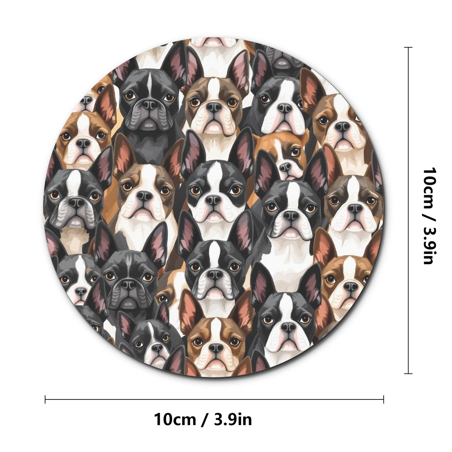 Boston Terrier Dogs Crowd Wood Coaster (4 Pcs)