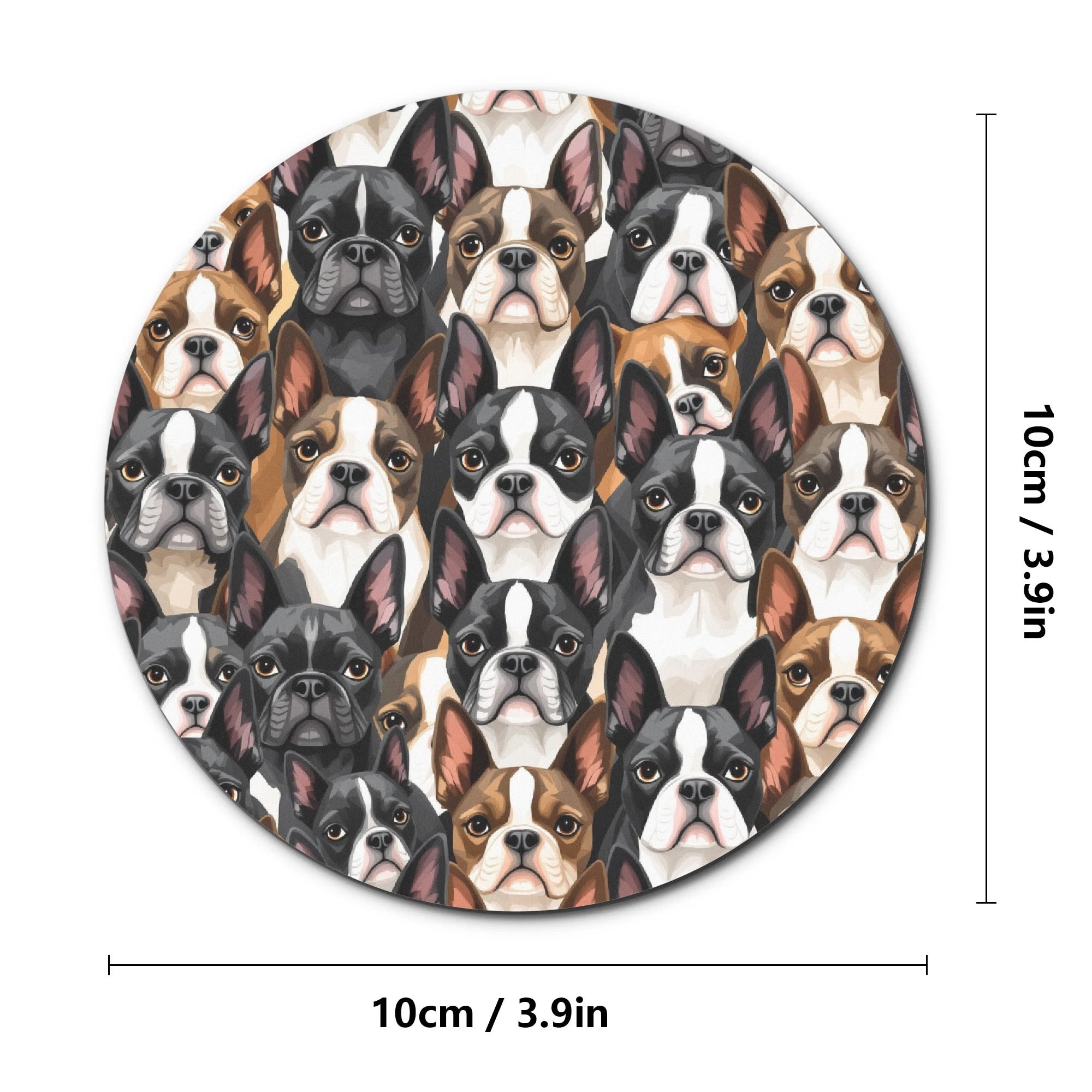 Boston Terrier Dogs Crowd Wood Coaster (4 Pcs)