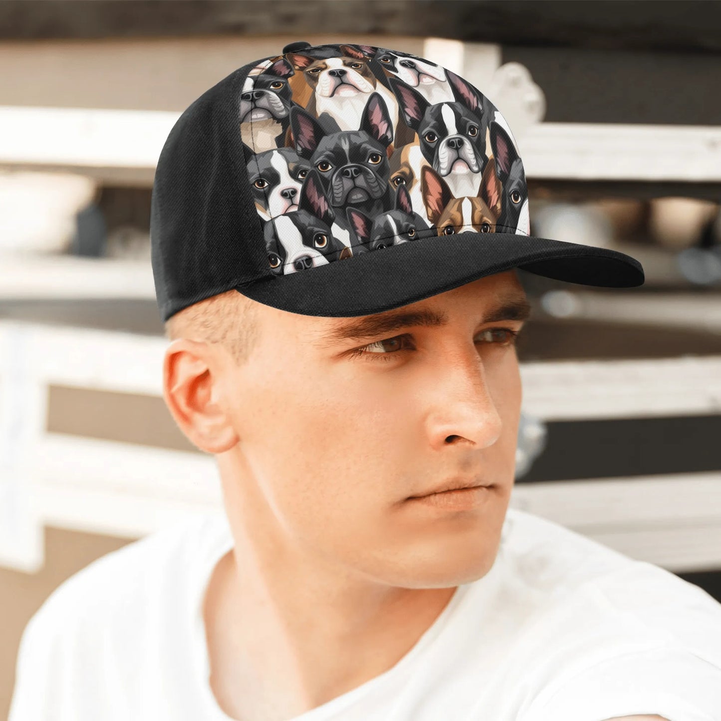 Boston Terrier Dogs Crowd Baseball Cap