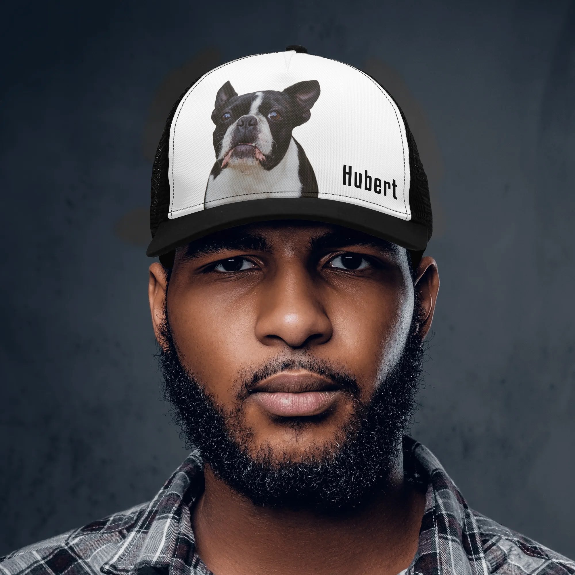 Custom Dog Portrait and Name Mesh Trucker Hats