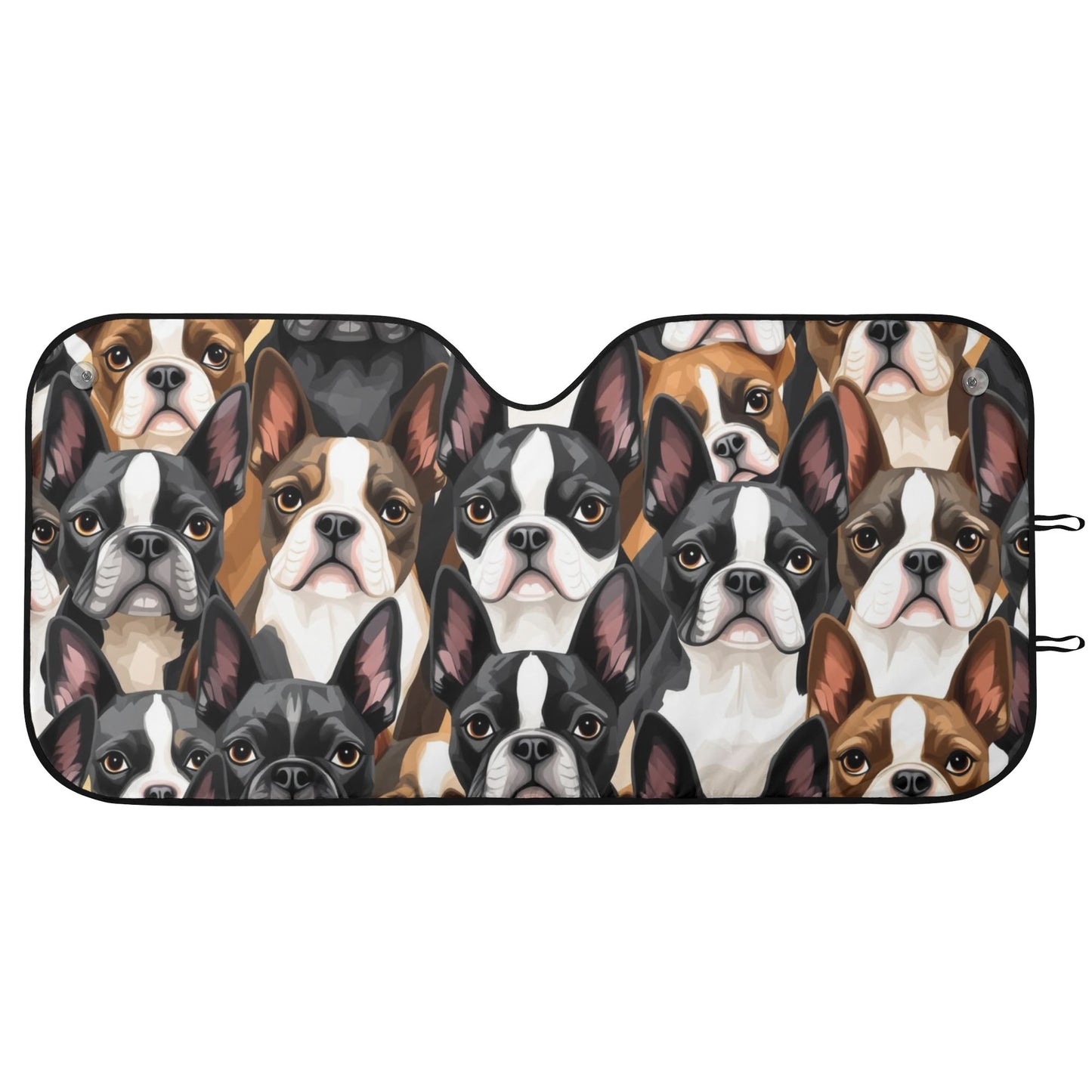 Boston Terrier Dogs Crowd Car Sunshade