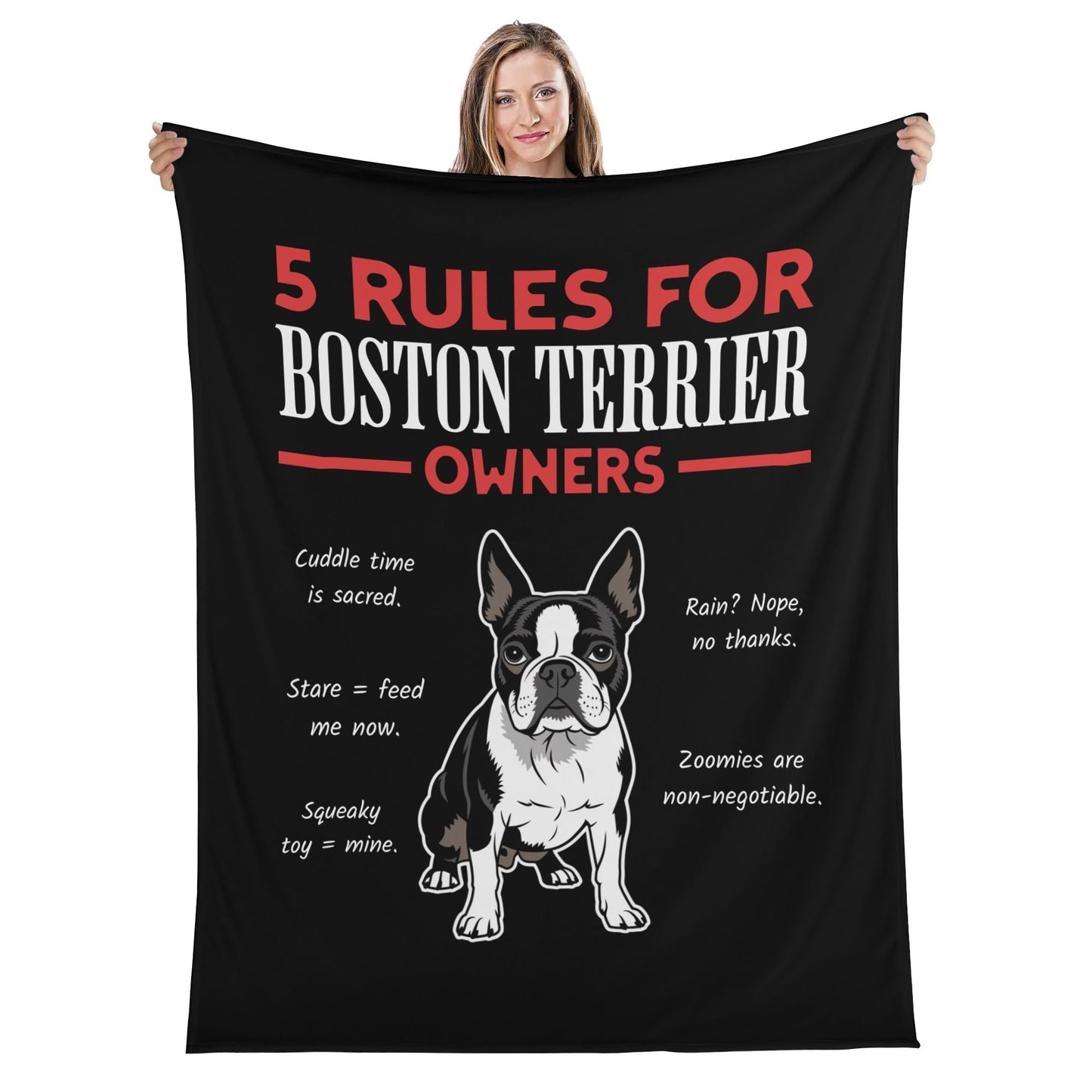 5 Rules For Boston Terrier Owners Flannel Blanket