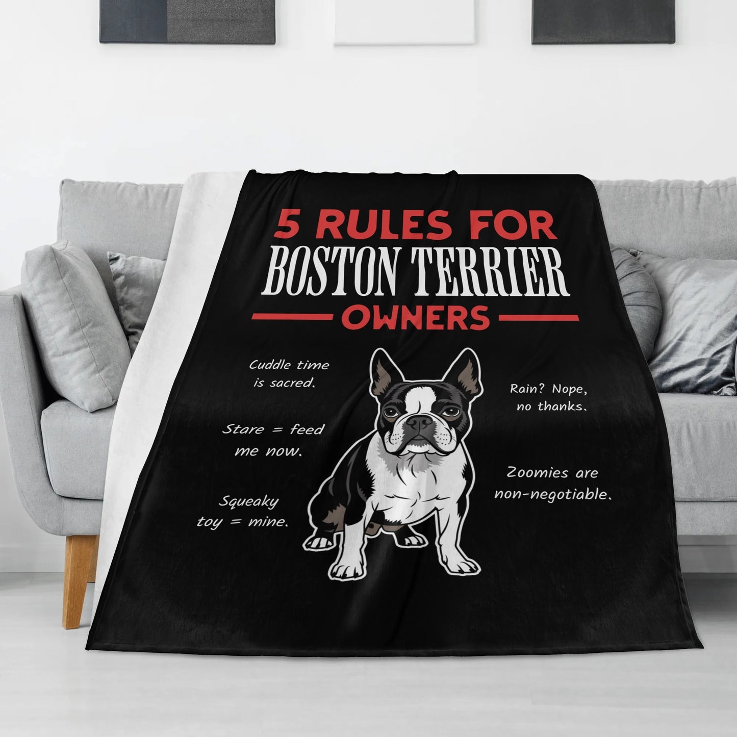 5 Rules For Boston Terrier Owners Flannel Blanket