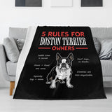 5 Rules For Boston Terrier Owners Flannel Blanket