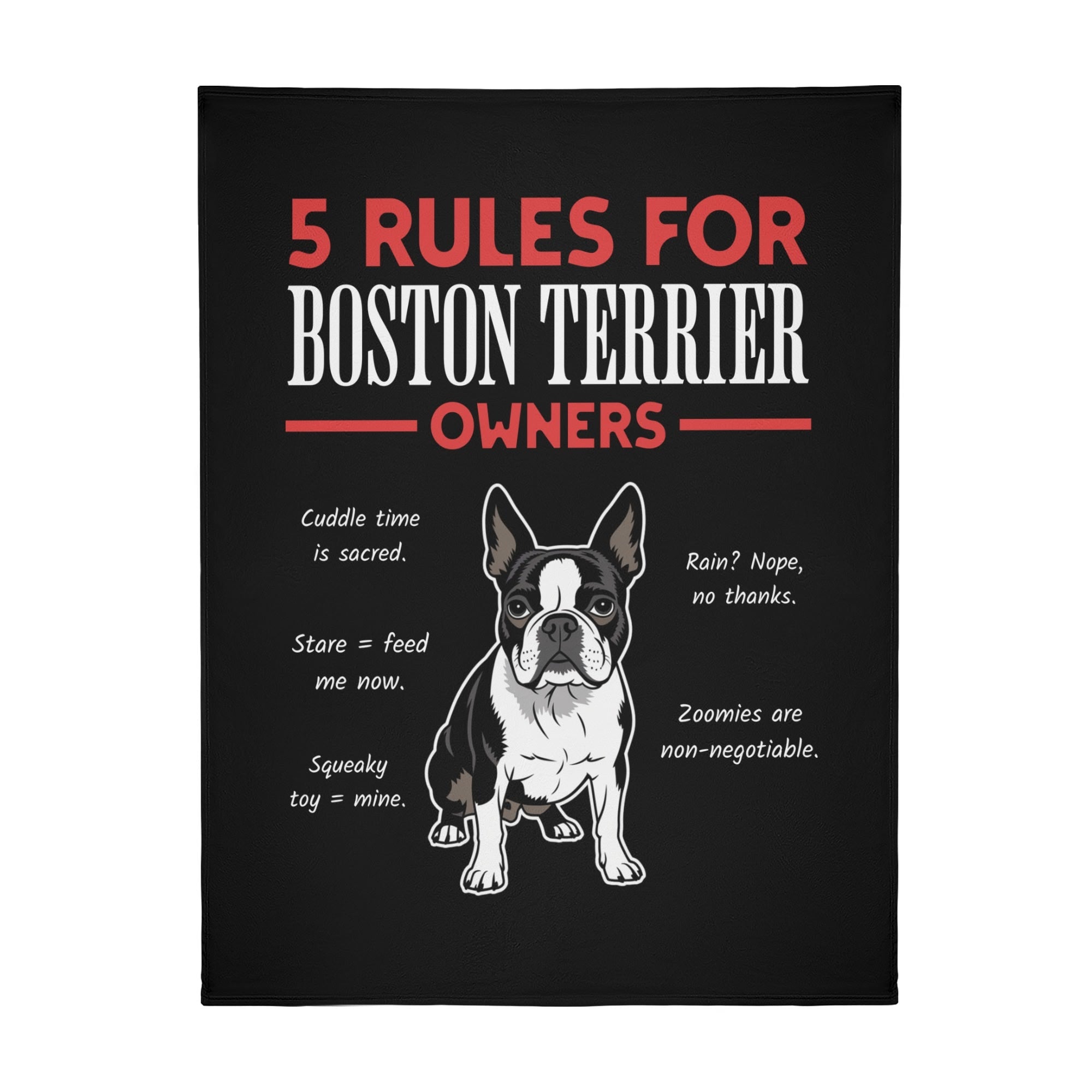 5 Rules For Boston Terrier Owners Flannel Blanket