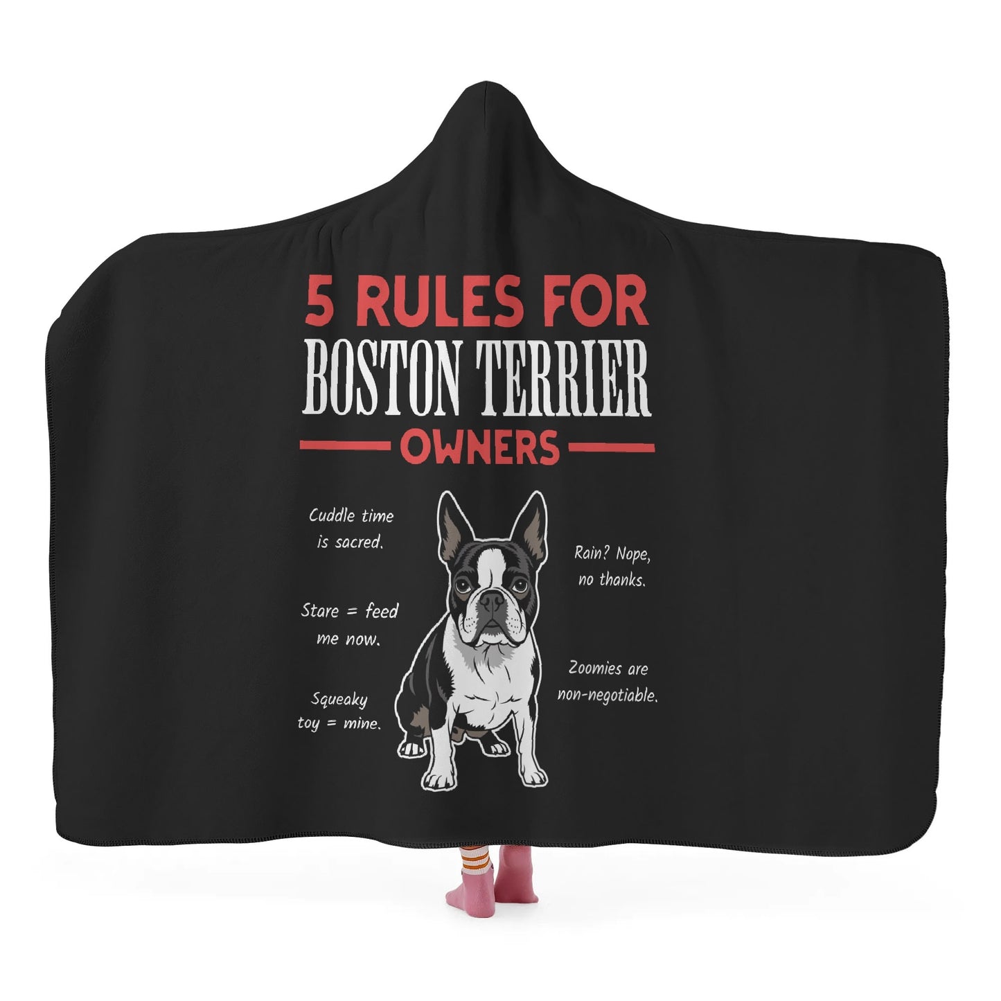 5 Rules For Boston Terrier Owners Hooded Blanket for Adult or Kids