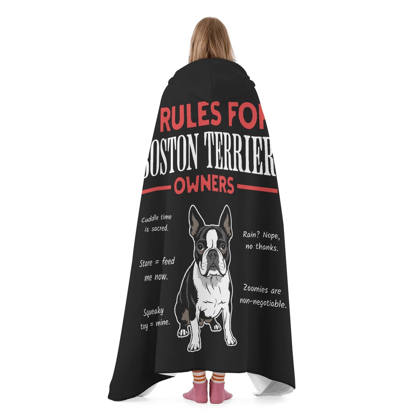 5 Rules For Boston Terrier Owners Hooded Blanket for Adult or Kids