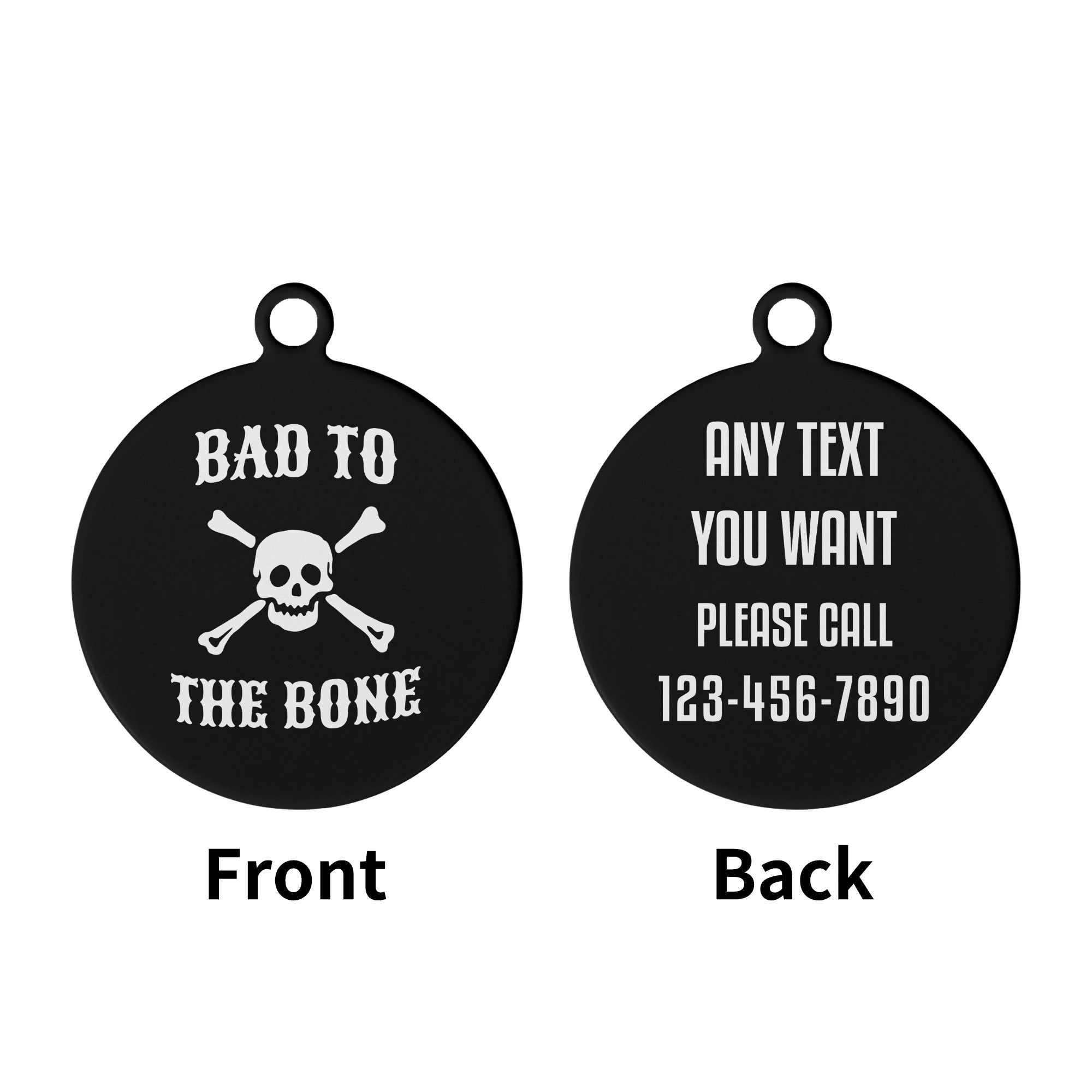 Bad To The Bone Laser Metal Alloy Dog ID Tag