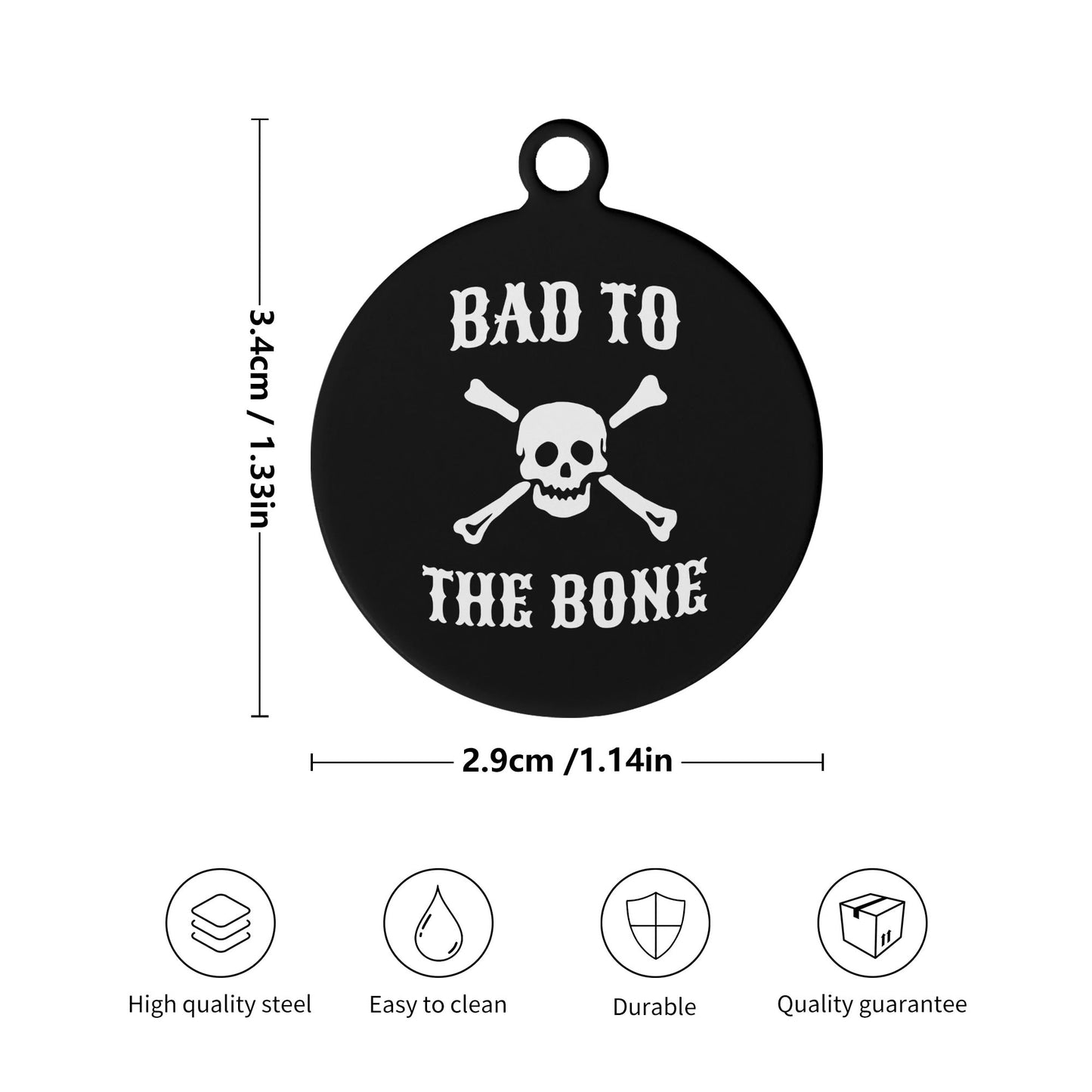 Bad To The Bone Laser Metal Alloy Dog ID Tag