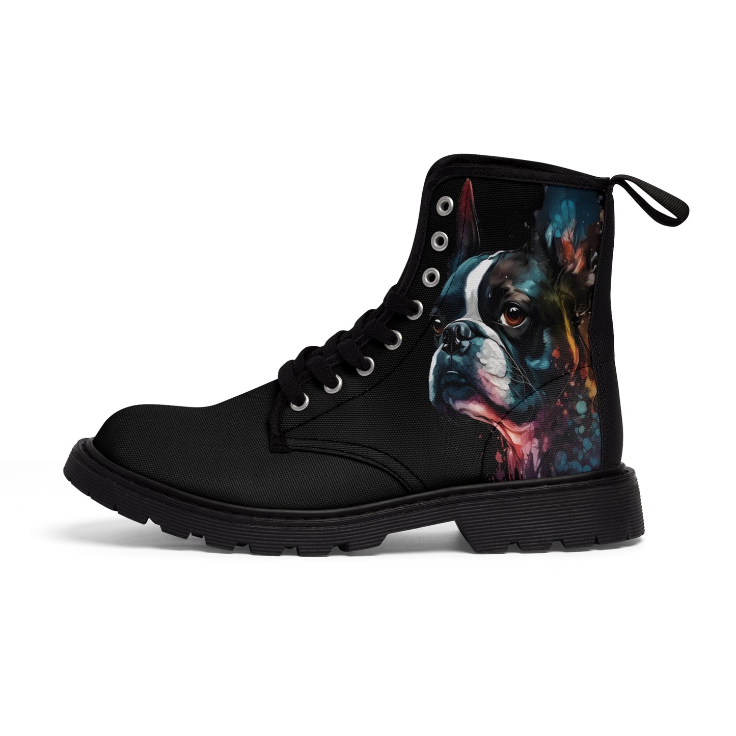 Boston Terrier Art - Women's Martin Canvas Boots
