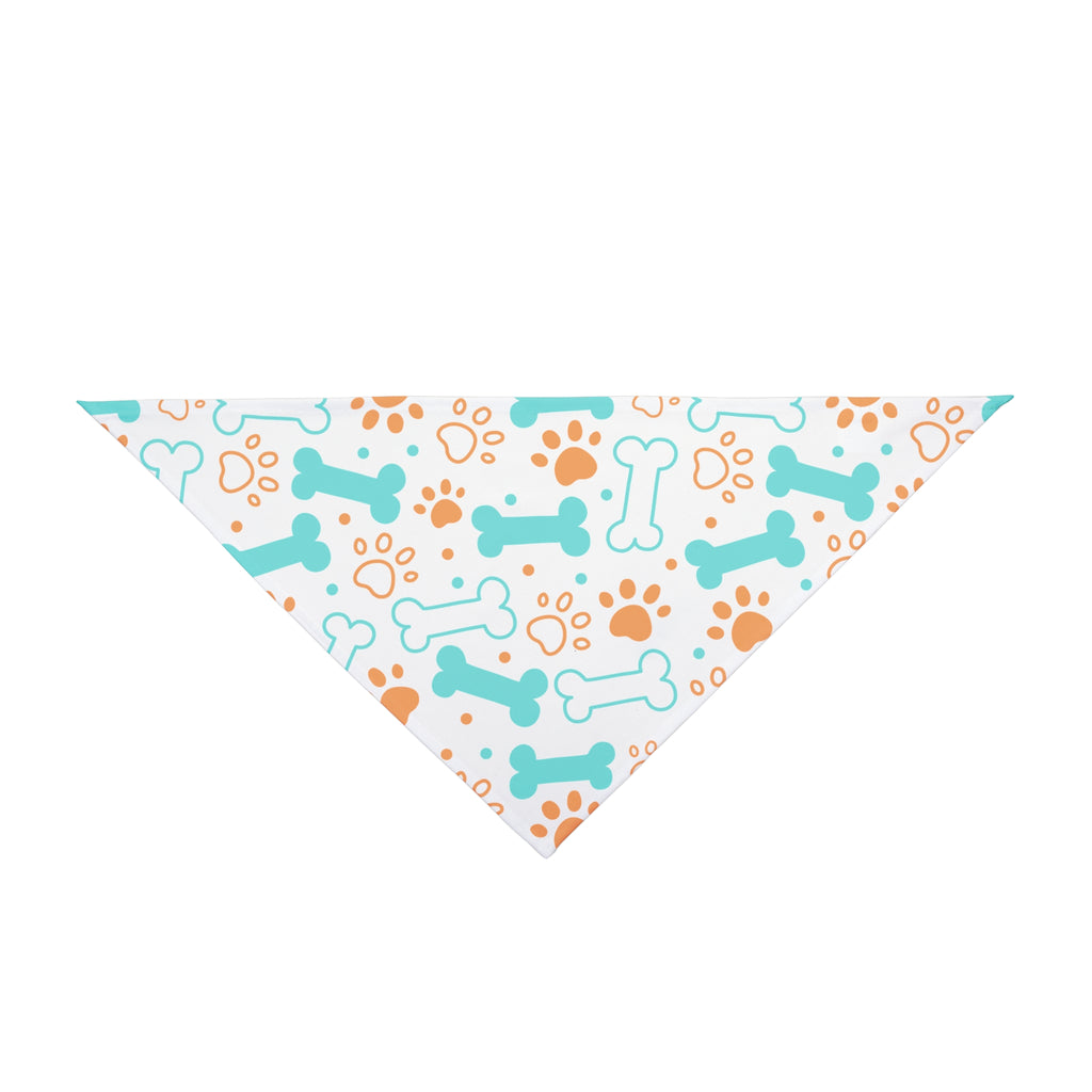 Bones and Paws Dog Bandana - White, Blue and Orange