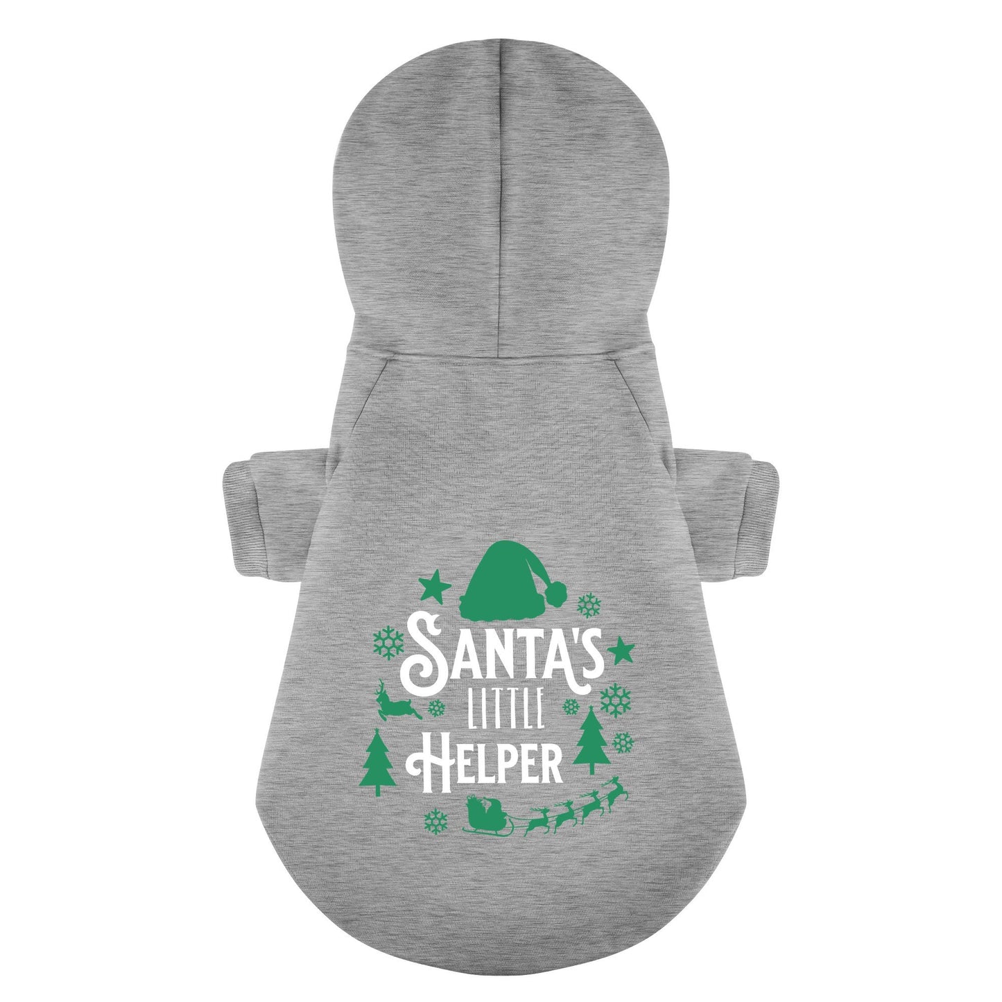 Santas Little Helper 100% Cotton Dog Fleece Hoodie . Gray