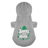 Santas Little Helper 100% Cotton Dog Fleece Hoodie . Gray