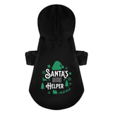 Santas Little Helper 100% Cotton Dog Fleece Hoodie . Black