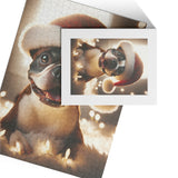 Festive Boston Terrier Wearing A Santa Hat Jigsaw Puzzle (500 Pcs) .
