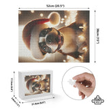 Festive Boston Terrier Wearing A Santa Hat Jigsaw Puzzle (500 Pcs) .