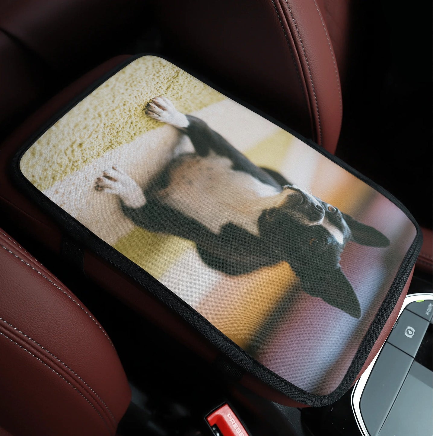 Custom Dog Photo Car Armrest Pad Cover .