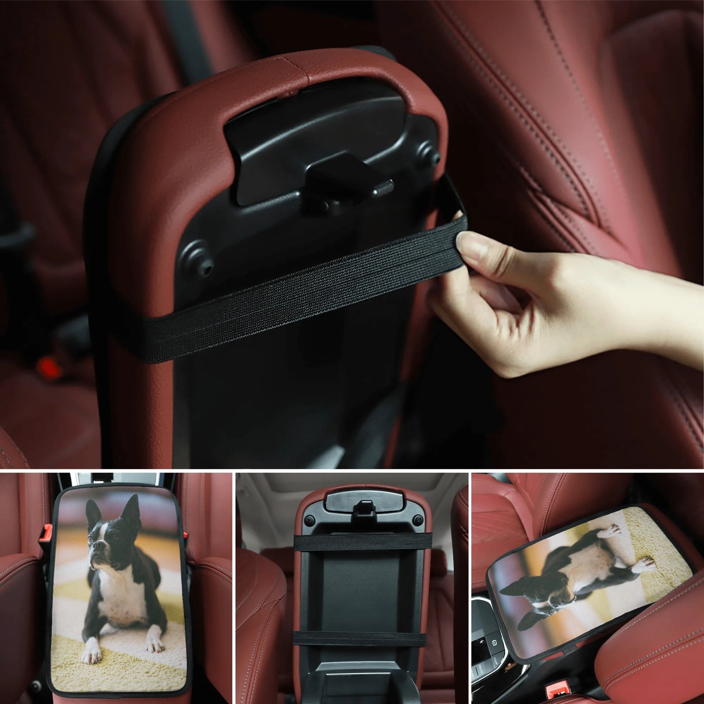 Custom Dog Photo Car Armrest Pad Cover .
