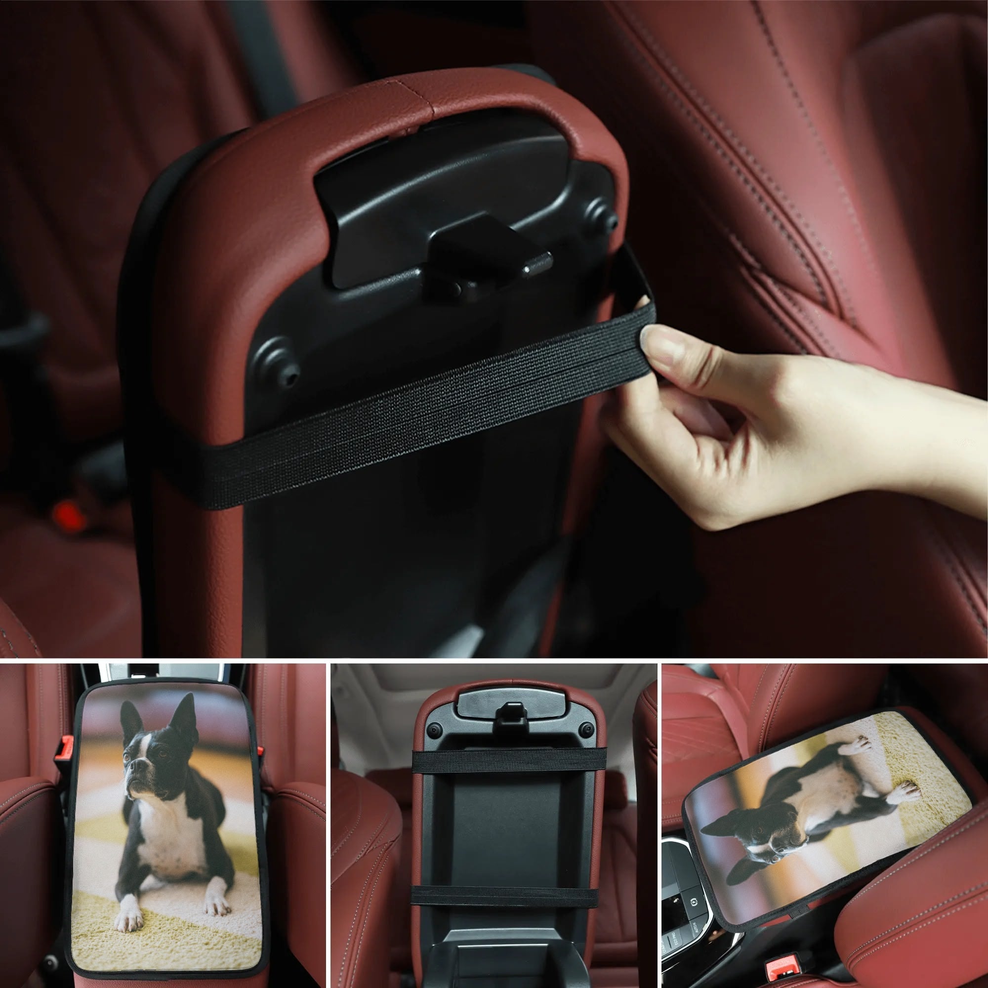 Custom Dog Photo Car Armrest Pad Cover .