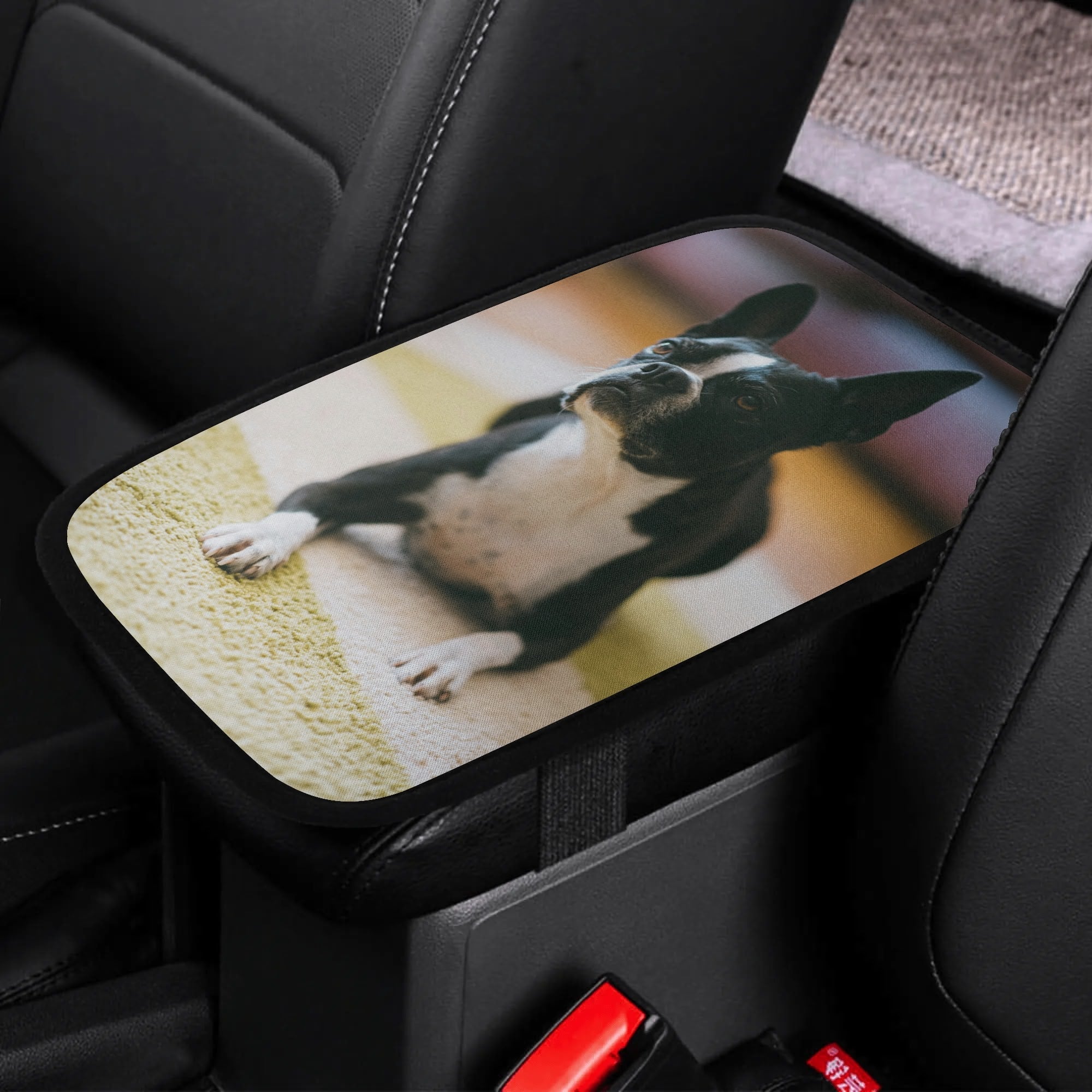Custom Dog Photo Car Armrest Pad Cover .