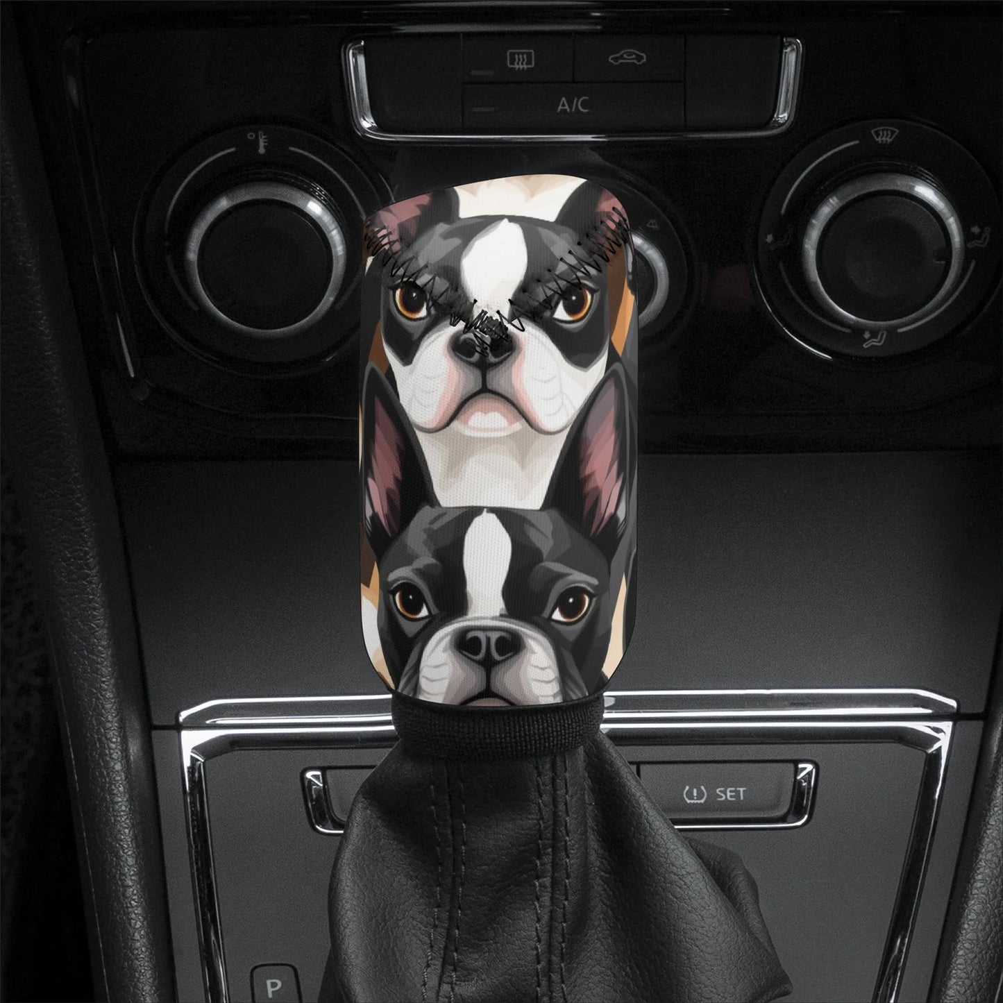 Boston Terrier Dogs Car Gear Shift Cover .