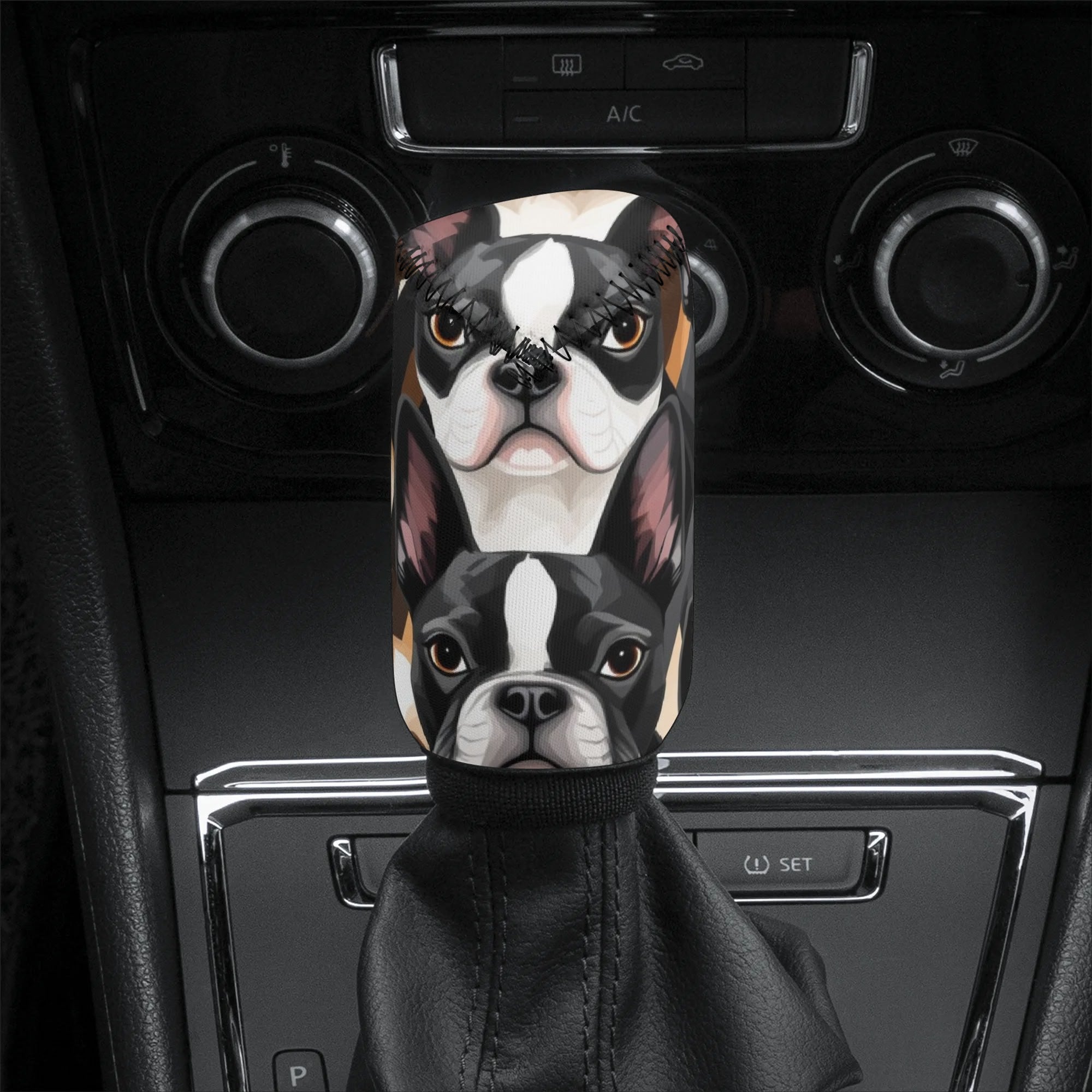 Boston Terrier Dogs Car Gear Shift Cover .