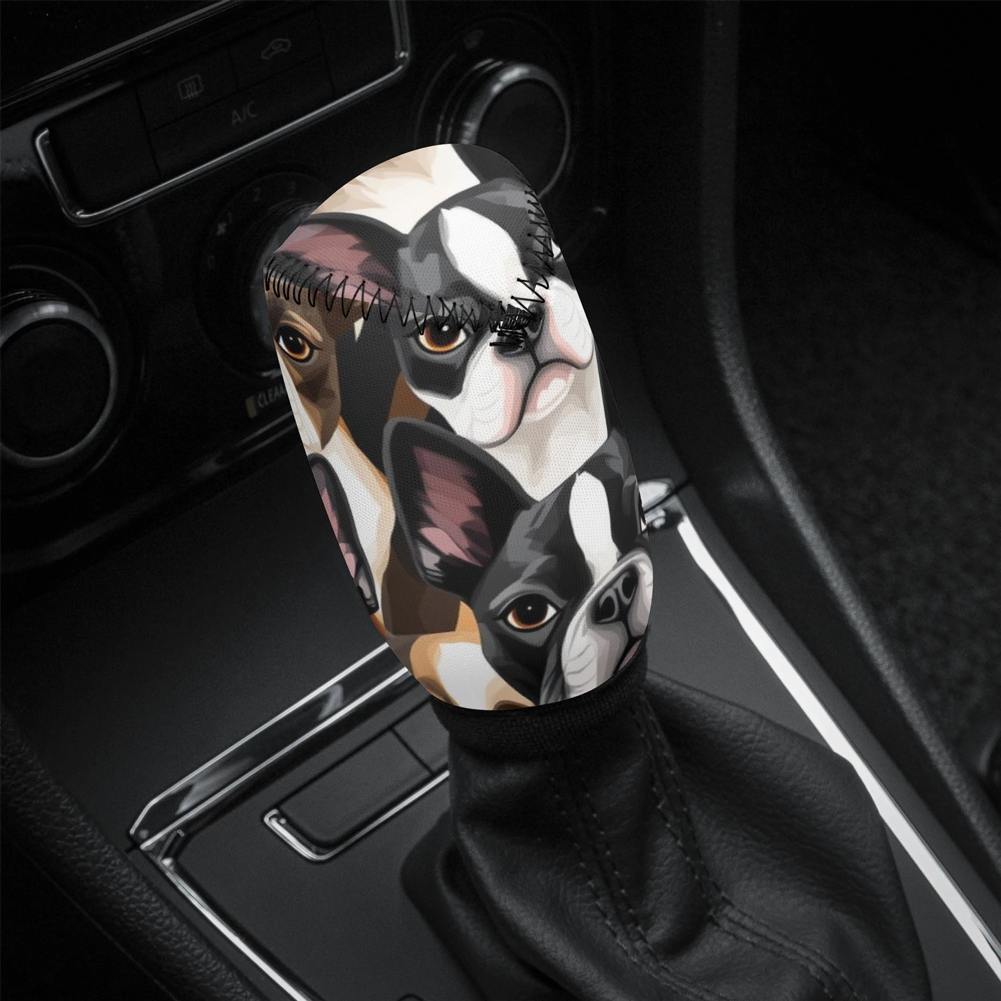Boston Terrier Dogs Car Gear Shift Cover .